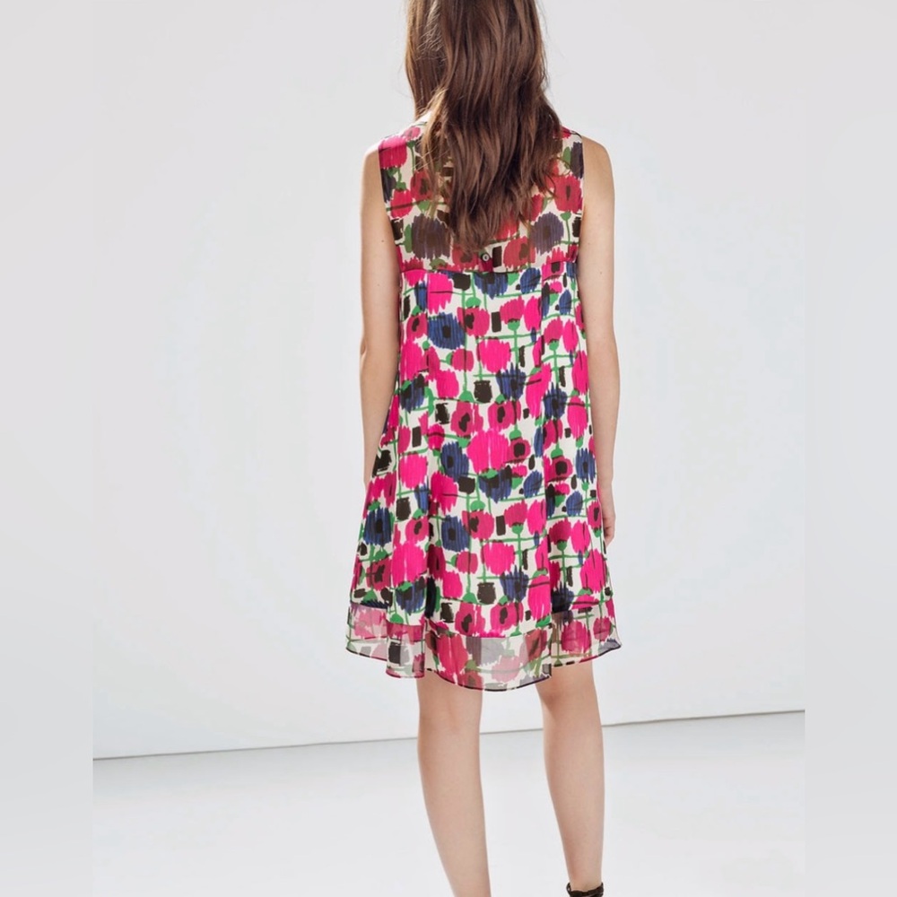 [m] ZARA Dress floral sheer vibrant Sleeveless - Picture 3 of 7